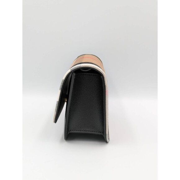 Burberry Madison Check Canvas Leather Shoulder Bag Black 8084026 - Picture 4 of 14